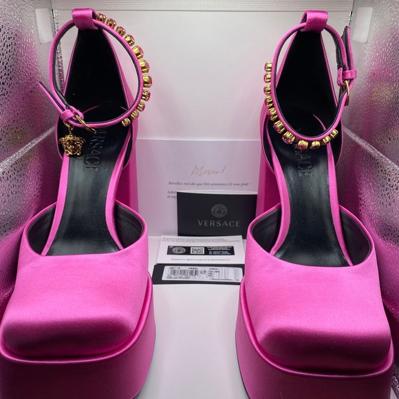 Versace Shoes - Versace Medusa Pink Platform Heels